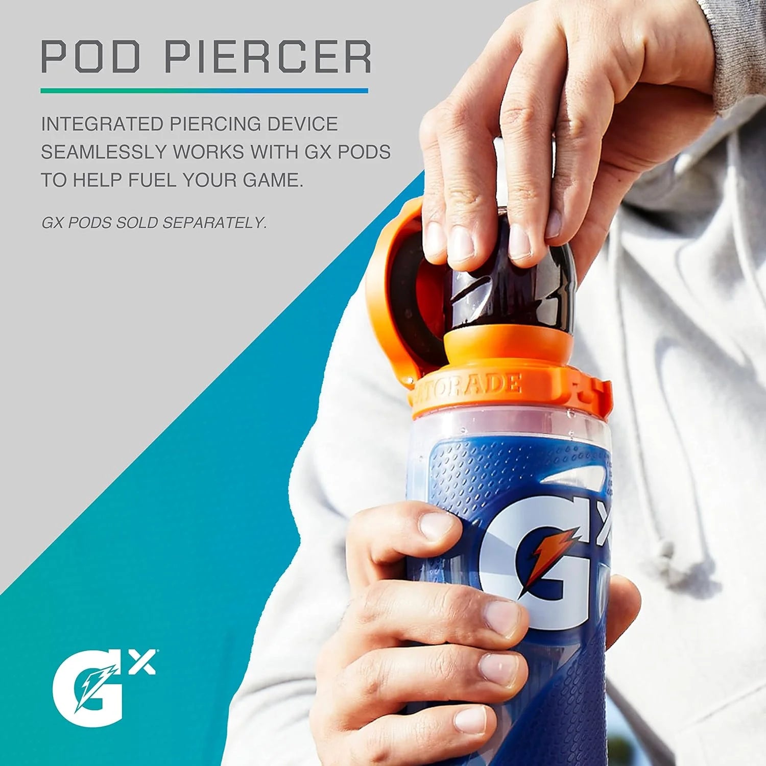 GX Bottle, Refillable Water Bottle, Nonslip, Blue, 30 Fl Oz